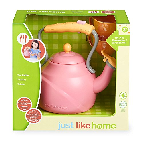 Just Like Home Tea Set for Kids- Pink Including Kettle and two Cups