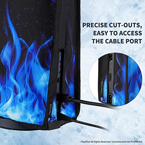 Image of PlayVital Dust Cover for ps5, Soft Neat Lining Dust Guard Anti Scratch Waterproof Cover Sleeve for ps5 Console Digital Edition & Disc Edition - Blue Flame
