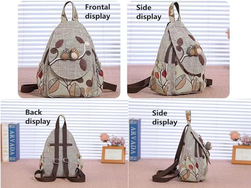 Image of Womens Cotton Hemp Cloth Backpack Boho Vintage Embroidered Casual Purse Handbags Messenger Two little Birds