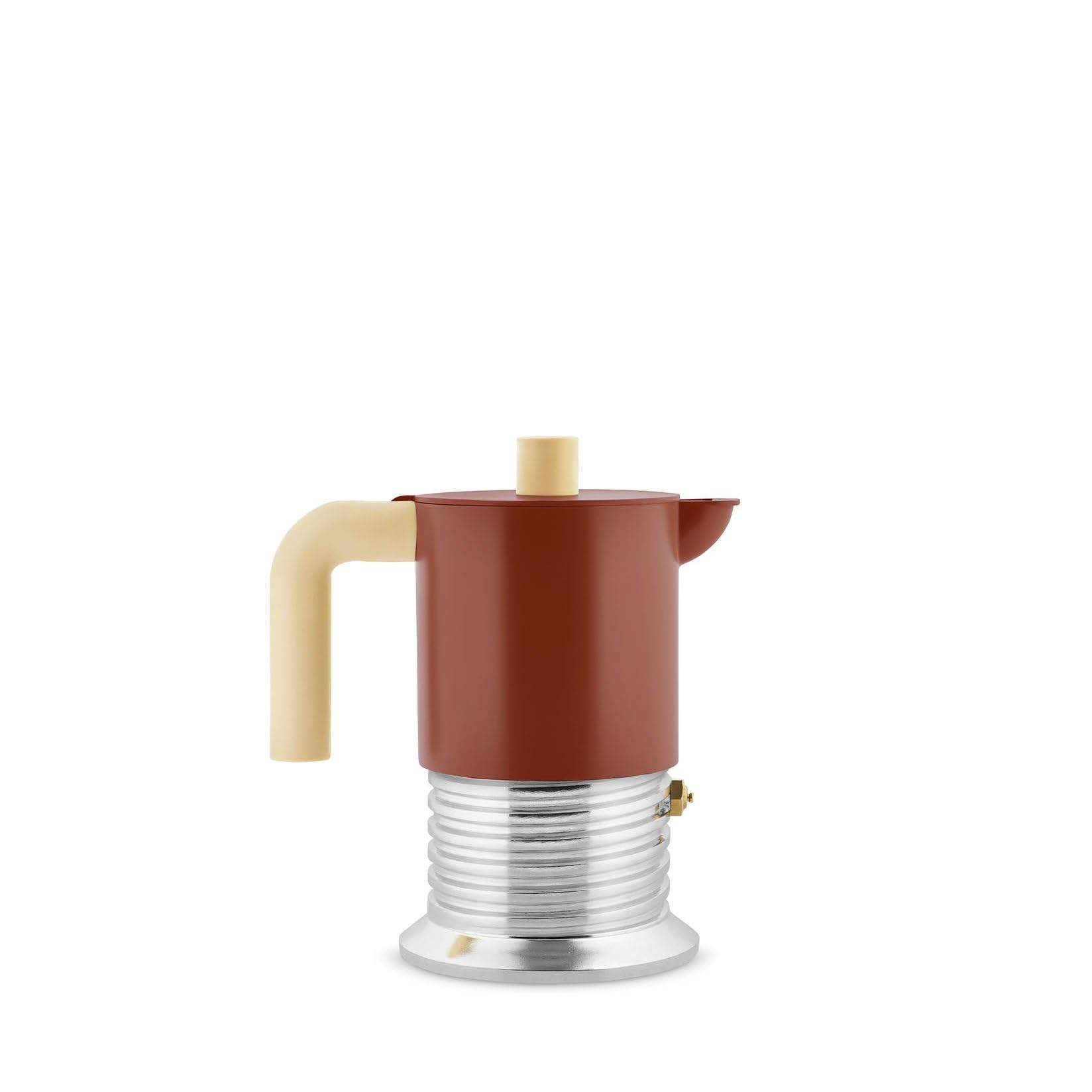Alessi Vite, cafetière expresso 3 tasses, marron, design compact induction