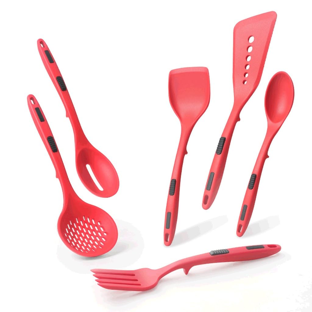 Cuillère à fente rouge en silicone pour réussir vos plats faits maison