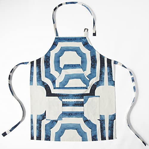 Image of HPD Half Price Drapes Aprons for Men Women with Large Pockets Adjustable Unisex PRTW-D23B-AP Mecca Printed Cotton, 27 X 34 Inch, Mecca Blue