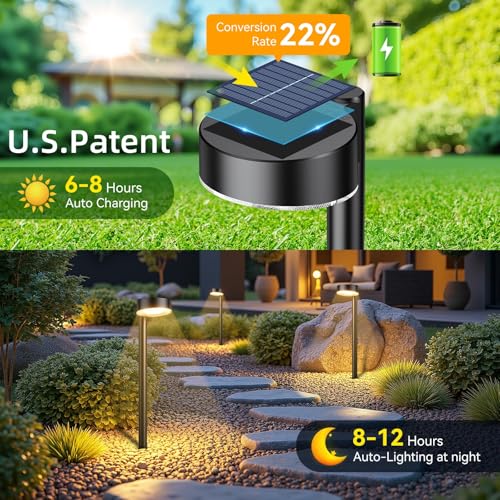 Ahaorigin 3.7V 800-Lumens IP65 Waterproof Solar Pathway Outdoor Lights (8-Pack) - image 2