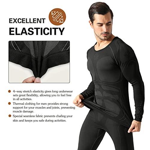 Meethoo Men's Thermal Underwear, Ski Compression Long Johns Set Base Layer Top & Bottom For Cold Weather Hunting Running Gear #TOP2