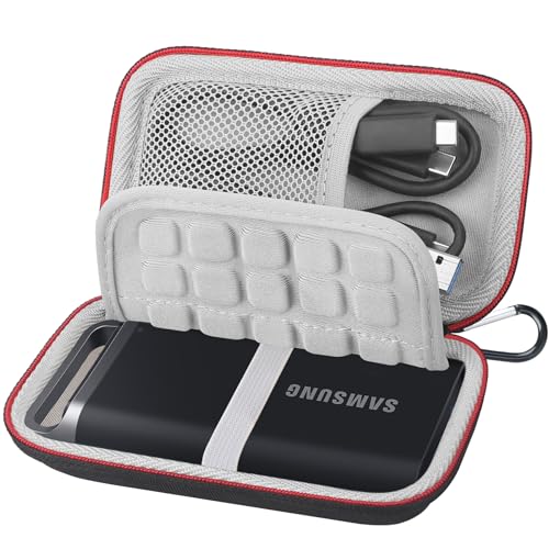 Lacdo Externe Festplattentasche Schutzhülle für Samsung T5 EVO Portable SSD 2TB 4TB 8TB USB 3.2 Gen 1 Externes Solid-State-Laufwerk Eva Stoßfest Wasserdicht Reise Tragen Hülle Case, Schwarz