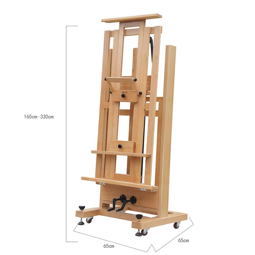 Caballete de Estudio Profesional de Madera con 4 Ruedas móviles (Color: C) (C)