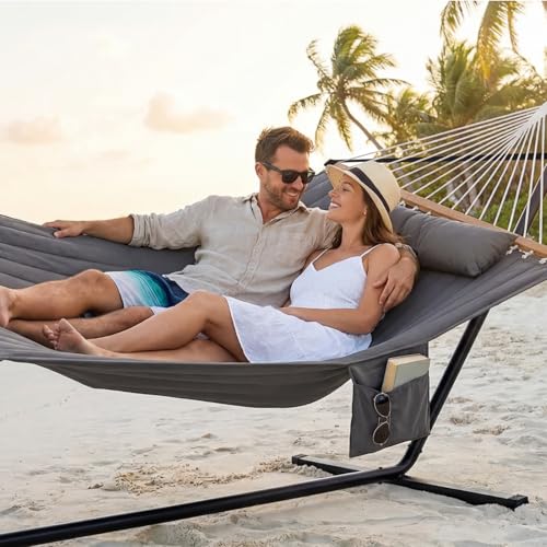 Image of GAFETE 2 Person Hammock with Stand for Outside, Heavy Duty Steel Stand