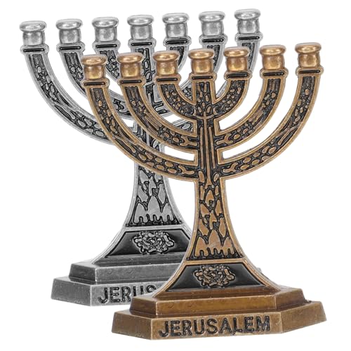 DECORNIJIA 2 Piezas Candelabro Judío de Metal Antiguo Brazos de Soporte para Velas de Mesa Decorativo para Fiestas y Banquetes Adorno Elegante para Hogar y Restaurante