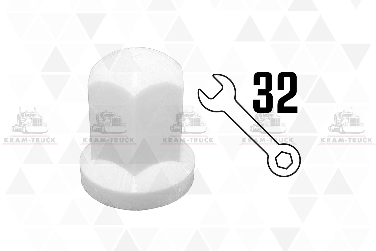 KRAM-TRUCK Lot de 100 capuchons d'écrou de roue longs en plastique pour camions et remorques Largeur de clé 32 mm Très résistant aux rayures pour MAN DAF Scania Mercedes Trucks Remorques Blanc