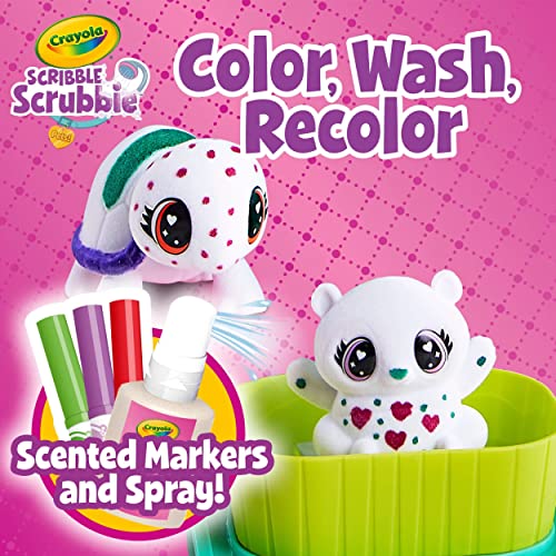 Image of Crayola Scribble Scrubbie Pets Scented Spa Playset for Kids Washable Reusable Pet Toy Set with Tub, Scrub Brush & 3 Scented Markers, Creative Color & Wash Art Toy, Gift for Girls & Boys Ages 3+