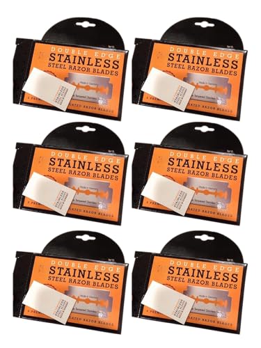 Double Edge Safety Razor Blades 5 Count -PACK 6 - Stainless Steel Razor Blades - Comfortable Shave