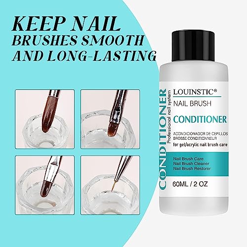 Image of Nail Art Brush Cleaner 2 oz - Nail Brush Cleaner and Conditioner | for Solid Gel Polish /Nail Extension Gel /Acrylic Nail Brushes, Quickly and Easily Acrylic Nail Brush Cleaner and Restorer