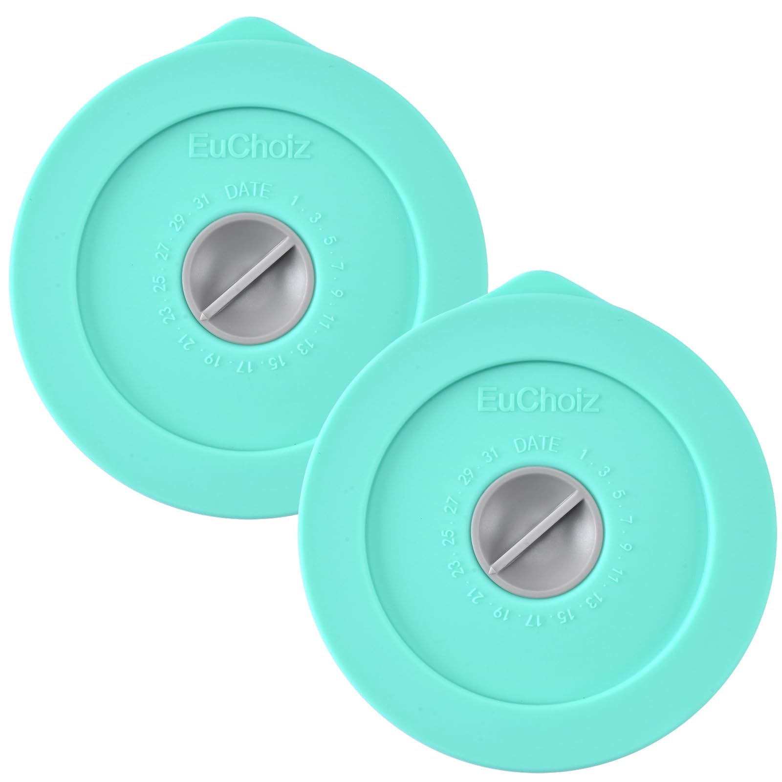 Replacement Lids for Pyrex 7202-PC 1 Cup, Silicone Round Storage Cover Lid for Anchor Hocking Glass Bowl 2 Pack with Date Mark Turquoise