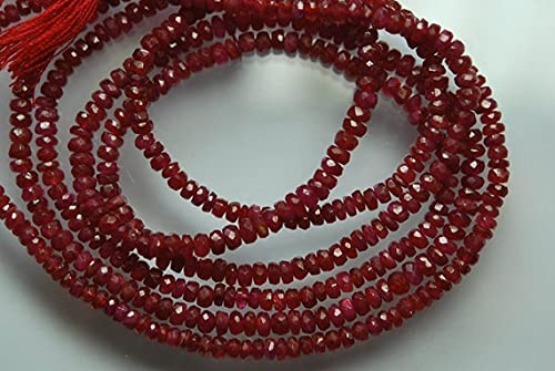 Rubis naturel perles rondelles facettées 3mm fil 14 inches pour fabrication bijoux DIY