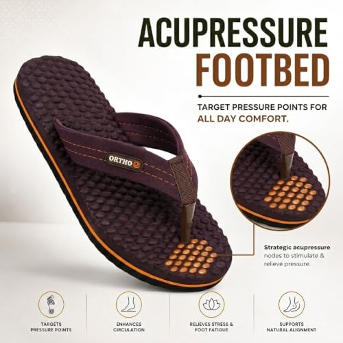 Image of ORTHO JOY House Slipper for Women's Care | Orthopaedic | Diabetic | Acupressure | Comfortable | MCR | Flip Flop Ladies and Girl's Home for Daily Use