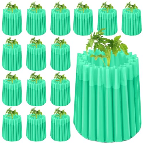 Vincreem 16 Pack Wall of Water Plant Covers 24" Reusable Garden Season Extender Insulating Protector Keep Plants Warm for Early Spring Tomatoes Peppers Cold Weather Frost Protection Wind Guard(Green) by Vincreem - Used condition - US$64.73