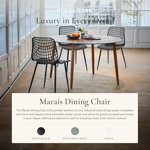 Image of Poly & BARK Marais Modern Dining Chairs Set of 4 - Mid Century Modern Plastic Dining Chair with Metal Legs - Kitchen & Dining Room Chairs - Indoor /Outdoor - Ebony Black