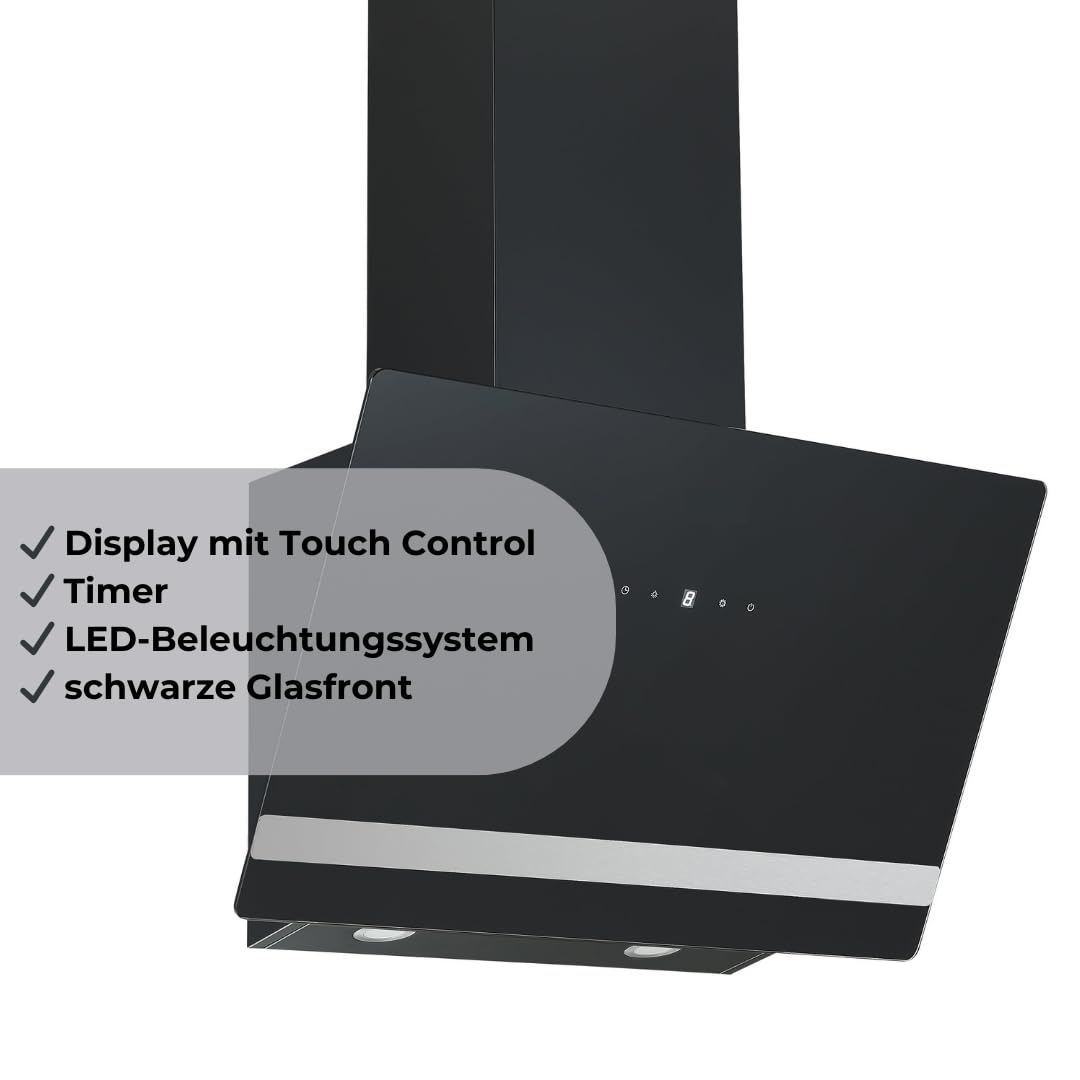PKM Okap kuchenny S21-60ABTH | czarny | szerokość 60 cm | wyświetlacz z funkcją Touch Control