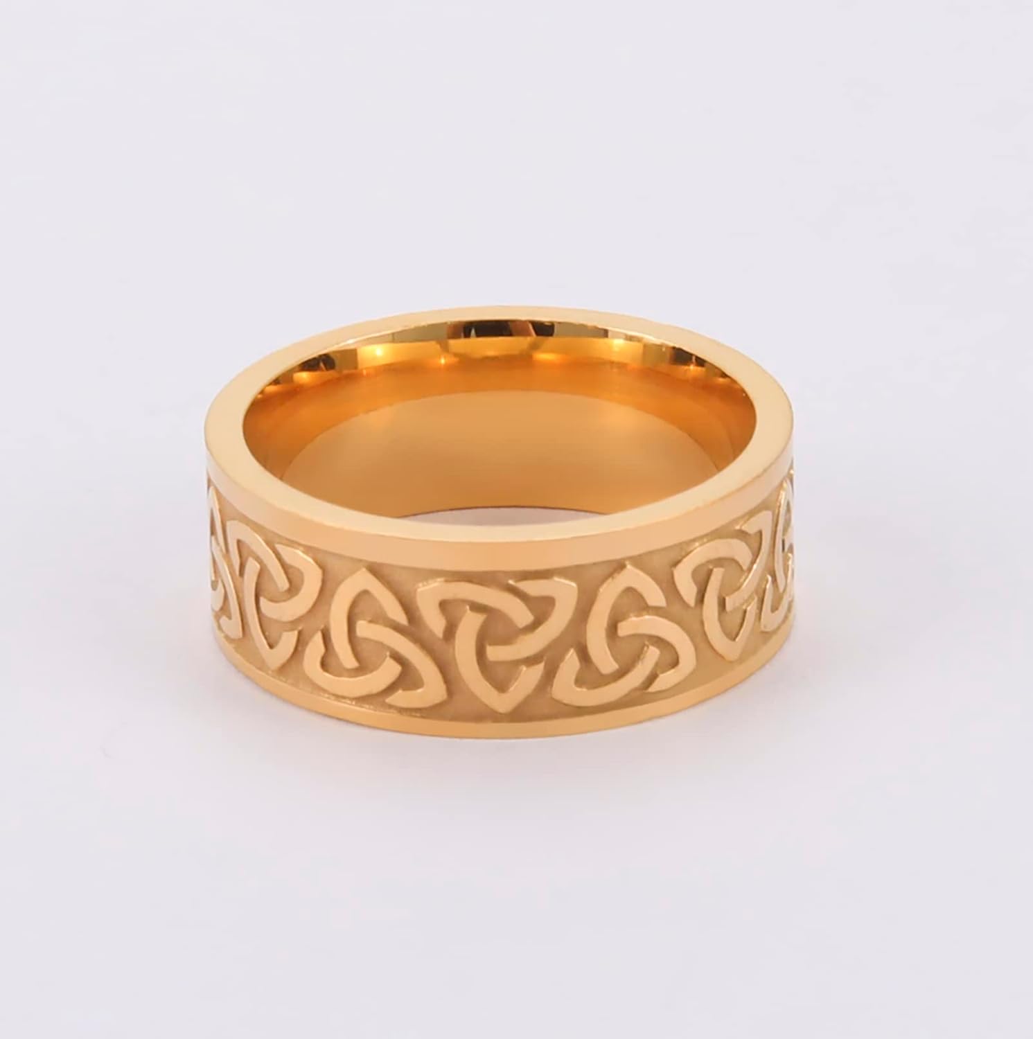 Celtic Trinity Knot Ring Witches Knot Irish Triquetra Knot Ring Stainless Steel Nordic Viking Ring Band Jewelry for Men Women - Image 4