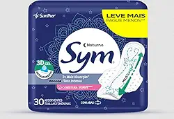 Sym Absorvente Premium Noturno Suave Com Abas Branco, 30 Unidades