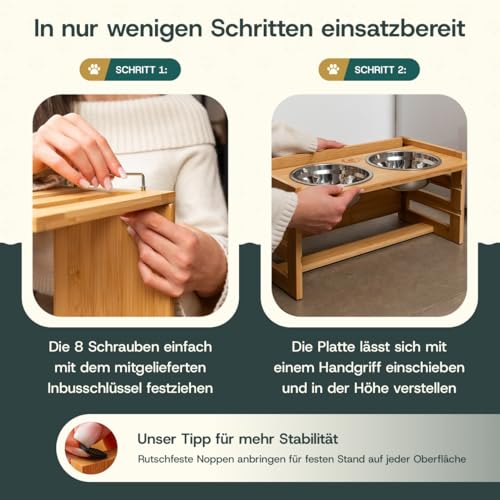 Hundenapf erhöht - kleine Hunde ergonomische Fresshaltung (small), Premium Futterstation Hund entlastet Wirbelsäule und Nacken (2X 700ml)