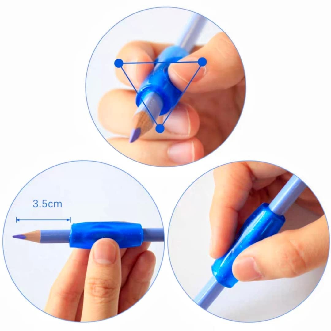 50 impugnature ergonomiche in silicone per matite colorate per artrite, impugnatura in gomma morbida, correzione della postura, supporto per matite con scatola portaoggetti, per bambini e adulti