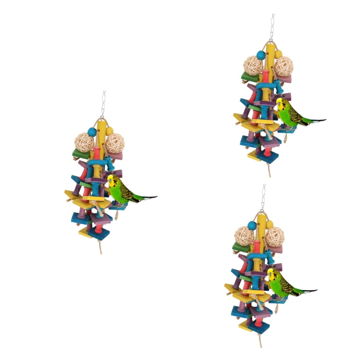 DOITOOL 3 Piezas Juguetes para Pájaros Juguete De Jaula para Loros Juguete para Morder Loro Accesorios para Jaulas De Pájaros Juguete Columpio para Pájaros Jaula De Loros Bambú Mascota