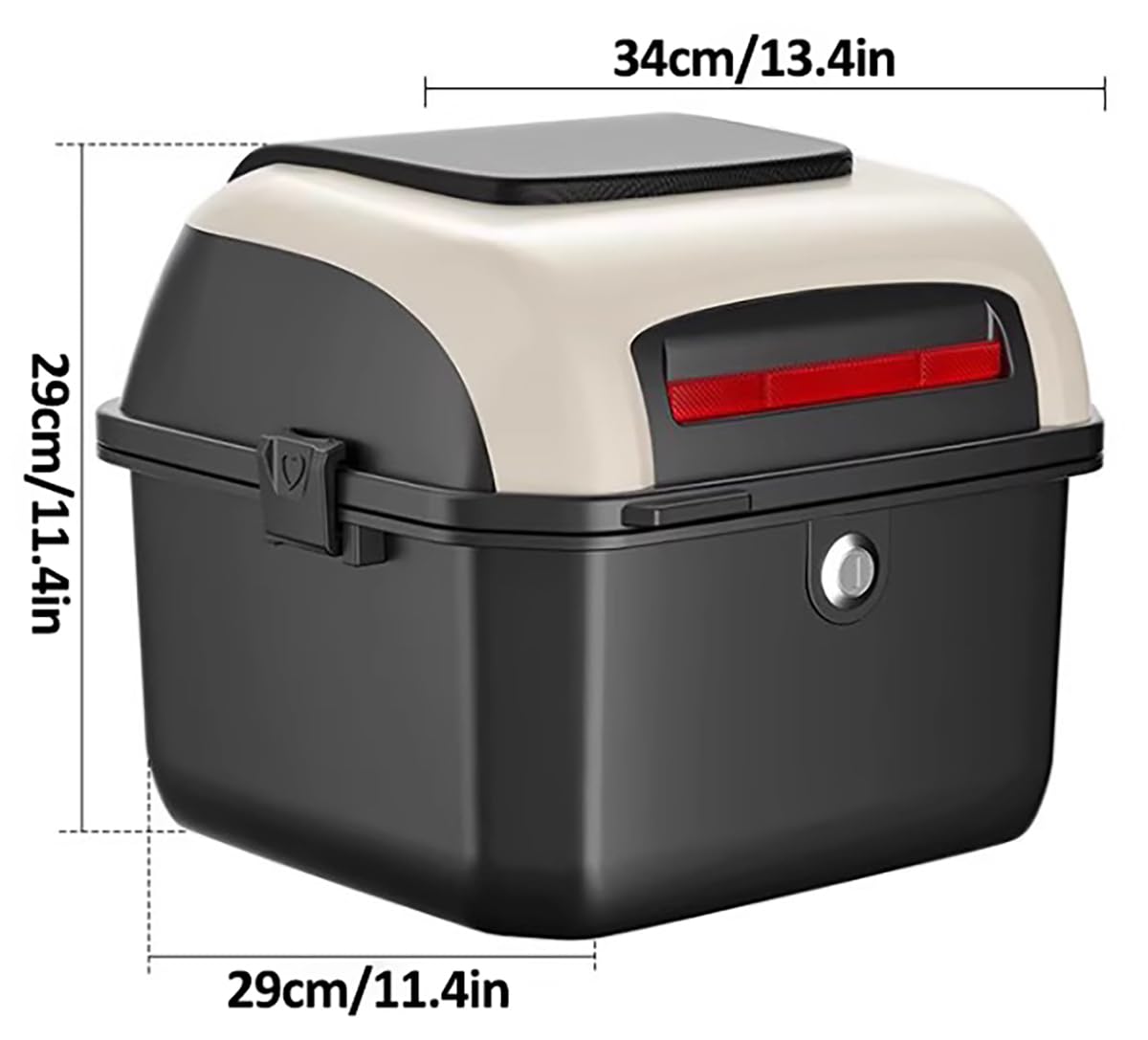 Universal Motocicleta Top Case, Motocicleta Tail Box Trunk Tour Almacenamiento Carrier Case con respaldo, cerradura de seguridad para el almacenamiento de equipaje casco,White