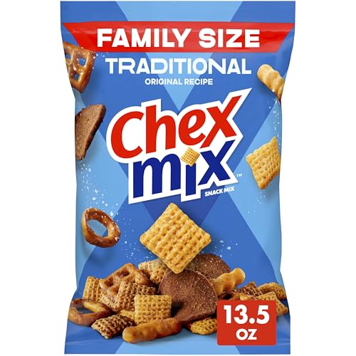 Chex Mix Traditional Original Recipe Snack Mix, Savory Snack Bag, Family Size, 13.5 oz