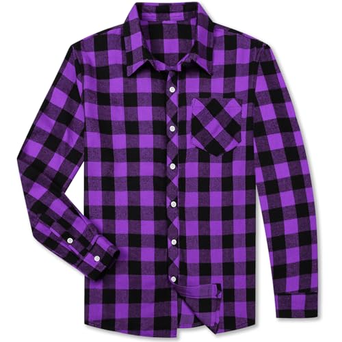 Image of Betusline Boy and Men Button Down Plaid Shirt | Soft,Breathable and Comfortable Fabric