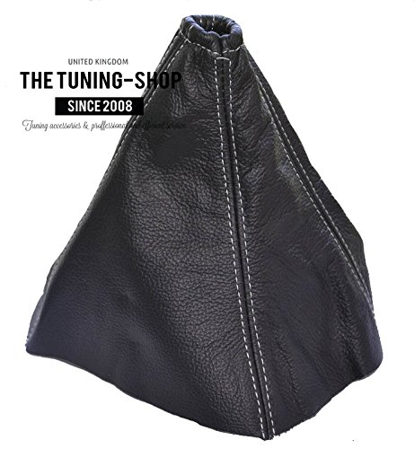 The Tuning-Shop for KIA Sorento 2002-2006 Shift Boot Black Genuine Leather Grey Stitching