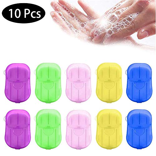 Sinwind 10x boîtes (200 Feuilles au Total) de Feuilles de Savon, Savon jetable Portable Voyage, pour Randonnée, Voyage, Camping et Autres activités de Plein air