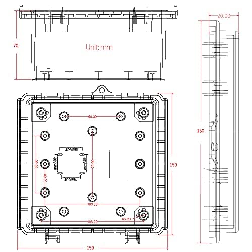 Makerele Electrical Junction Box,Hinged Cover Transparent Lid Ip67 Outdoor Electrical Project With Plastic Enclosure 5.9×5.9×3.5 Inch(150×150×90Mm) #TOP1