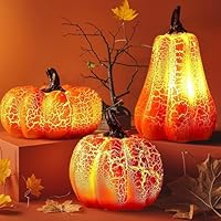 Halloween Kürbis LED Laterne - Leuchtender Deko Kürbis 20cm Mit Gruselgesicht