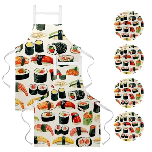 Tablier de cuisine lot de 2 et tablier de serveuse multicolore restaurant
