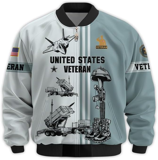 Veteran Bomber Jacket - Jacket Military For Men, Premium Waterproof Coat, Veterans Day Gift, Full Size S - 6XL