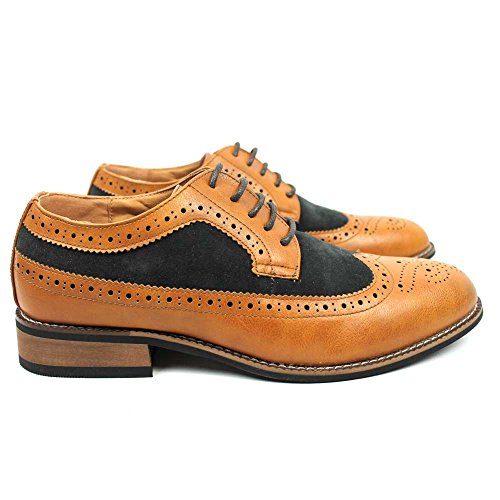 New Men's Wing Tip Brogue Suede Leather Lace Up Modern Dress Shoes Azar4