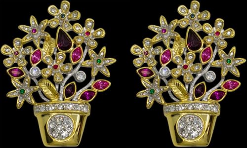 Image of Set of 2 Brooch Lapel Pins With Rhinestones