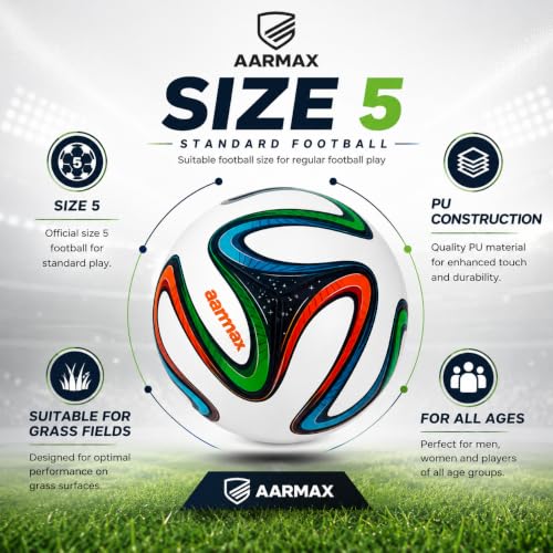 Image of Brazuka Football Practise Foot Ball Training Match Football Size 5 Original for All Ages Group Rubber Moulded Standard Sports Foot Ball for Ground, Grass, Turf, Outdoor Waterproof