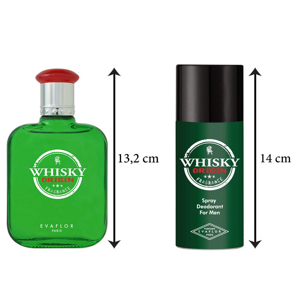 WHISKY Origin • Coffret Eau de Toilette 100ML + Déodorant 15OML • Vaporisateur • Spray • Parfum Homme • Cadeau • EVAFLORPARIS