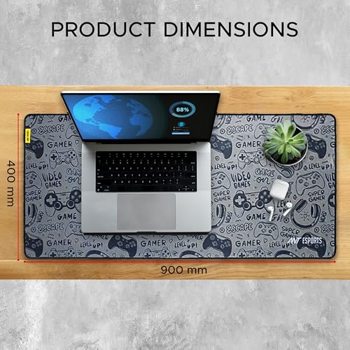 Image of Ant Esports Gamerz Paradise Theme Extended Mouse Pad - 900x400mm Large Waterproof Desk Mat, Non-Slip Rubber Base, Keyboard & Mouse Mat for Gaming Setup, Office & Home - Grey Multicolor Design