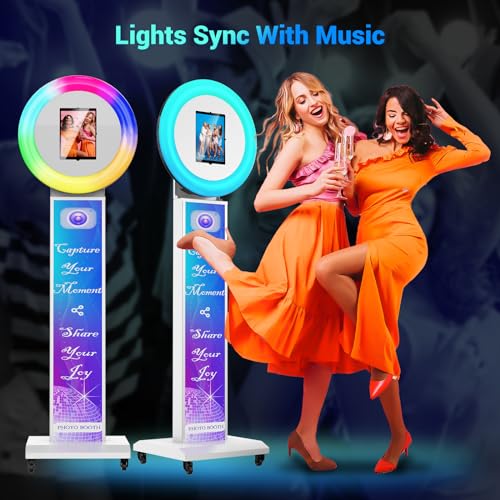 Image of JIYANG Photo Booth,Photo Booth Stand Shell with ChackTok PhotoBooth VIP Member,APP and Remote Control,Music Sync,Selfie Photo Booth Machine for Parties,Wedding and Events