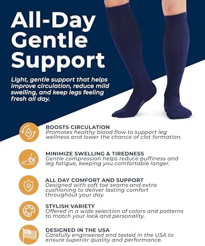 Pembrook Light Compression Socks for Men & Women - 3 Pairs | 8-15 mmhg Compression Dress Socks for Men | Support Socks