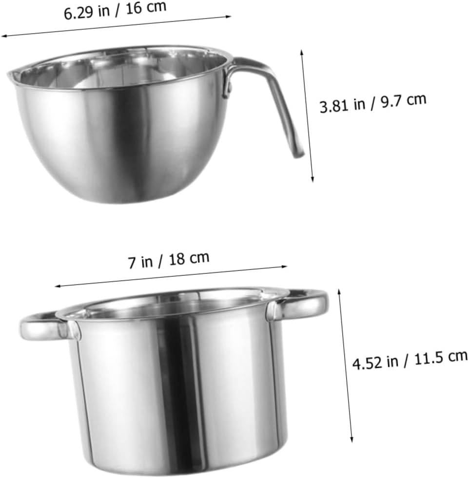 Ciieeo Stainless Steel Double Boiler Chocolate Melting Pot Set for Cheese Butter and Candle Making Sturdy Melting Supplies for Home Kitchen Use