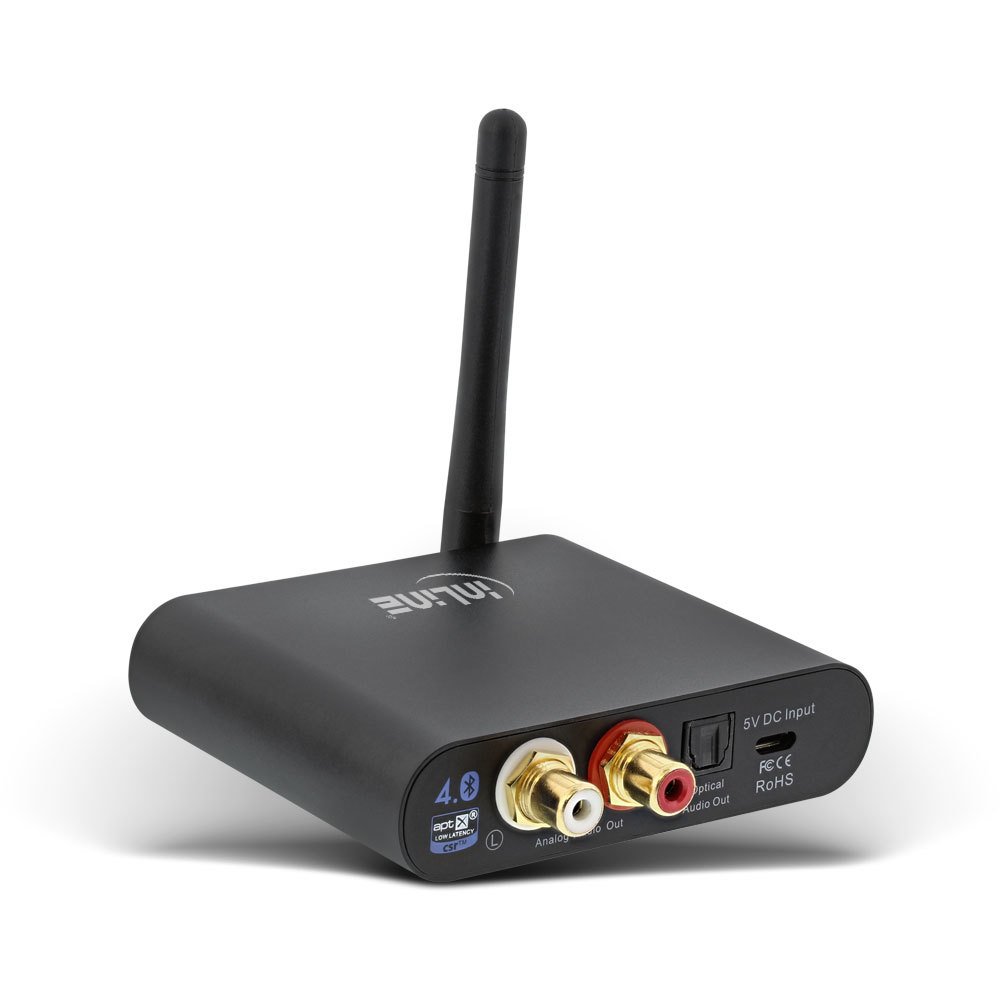 InLine 99140I Récepteur Audio Bluetooth True Hi-FI DAC, BT 4.1, aptX, RCA + Toslink