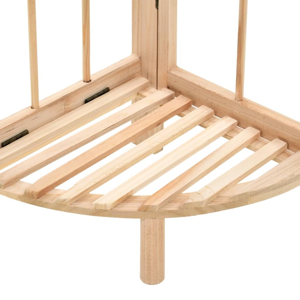 Scaffale angolare in legno di cedro, pieghevole, beige, 27 x 27 x