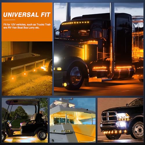 Image of Nilight 3 /4 inch Round Marker Light Bullet Turn Signals Lights w /3 Connectors | 10PCS Amber LED Side Indicator Clearance Lamp IP68 Waterproof For Trailer Truck Camper Van Boat Bus Accessories
