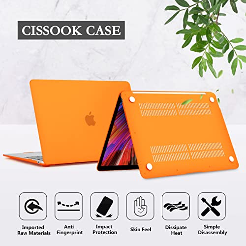 Cissook For Macbook Air 13 Inch Case Orange 2021 2020 2019 2018 Release A2337 M1 A2179 A1932 Model With Touch Id,Plastic Hard Shell & Keyboard Cover & Screen Protector For Air 13 2018-2021, Orange #TOP5