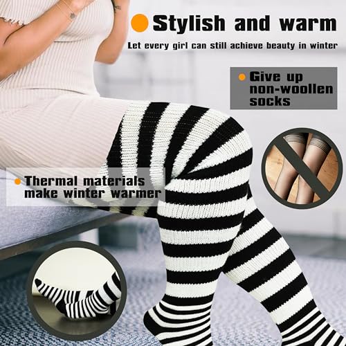 Plus Size Women Thigh High Socks for Thick Thighs Long Striped Warm Over the Knee Socks Thick Wide Warmers2