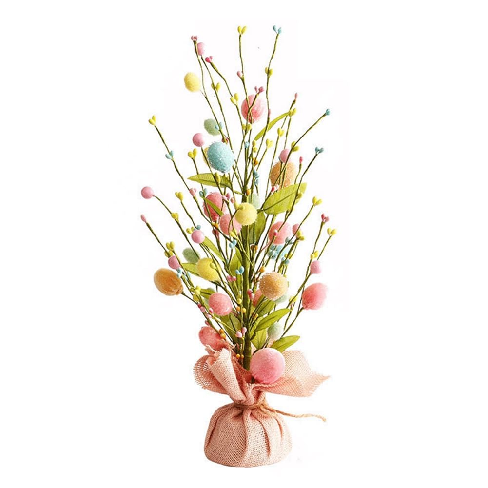 CTRLZS Easter Egg Tree with Delicate Ornaments Colorful Easter Decorations Tabletop Decor Artificial Plant Wedding Gift